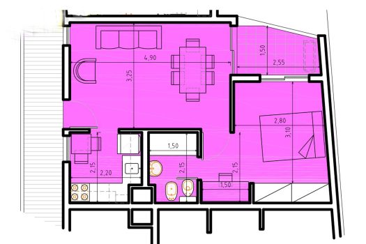 Dpto. 1 dormitorio con a/acondicionado
