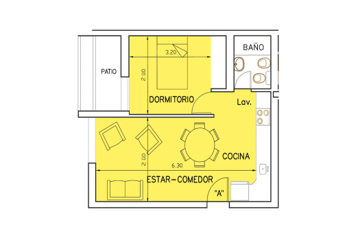 Capital, dpto. PB 1 dormitorio